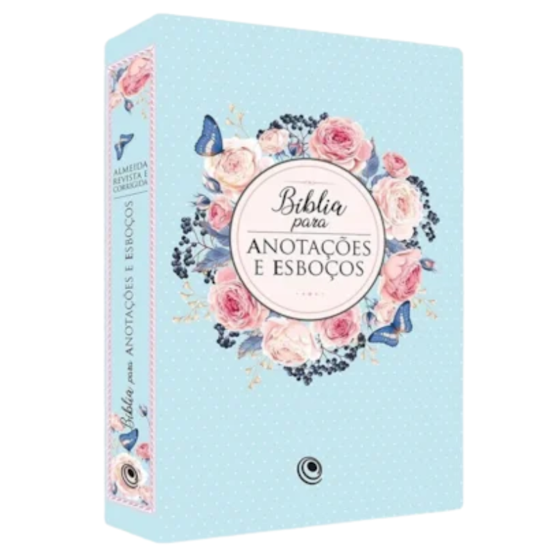Bíblia Para Anotações e Esboços Azul Floral