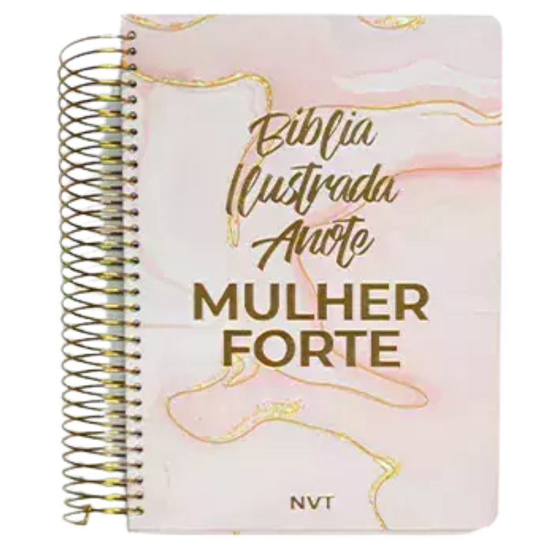 Bíblia Ilustrada Anote Mulher Forte - Mármore Rosa