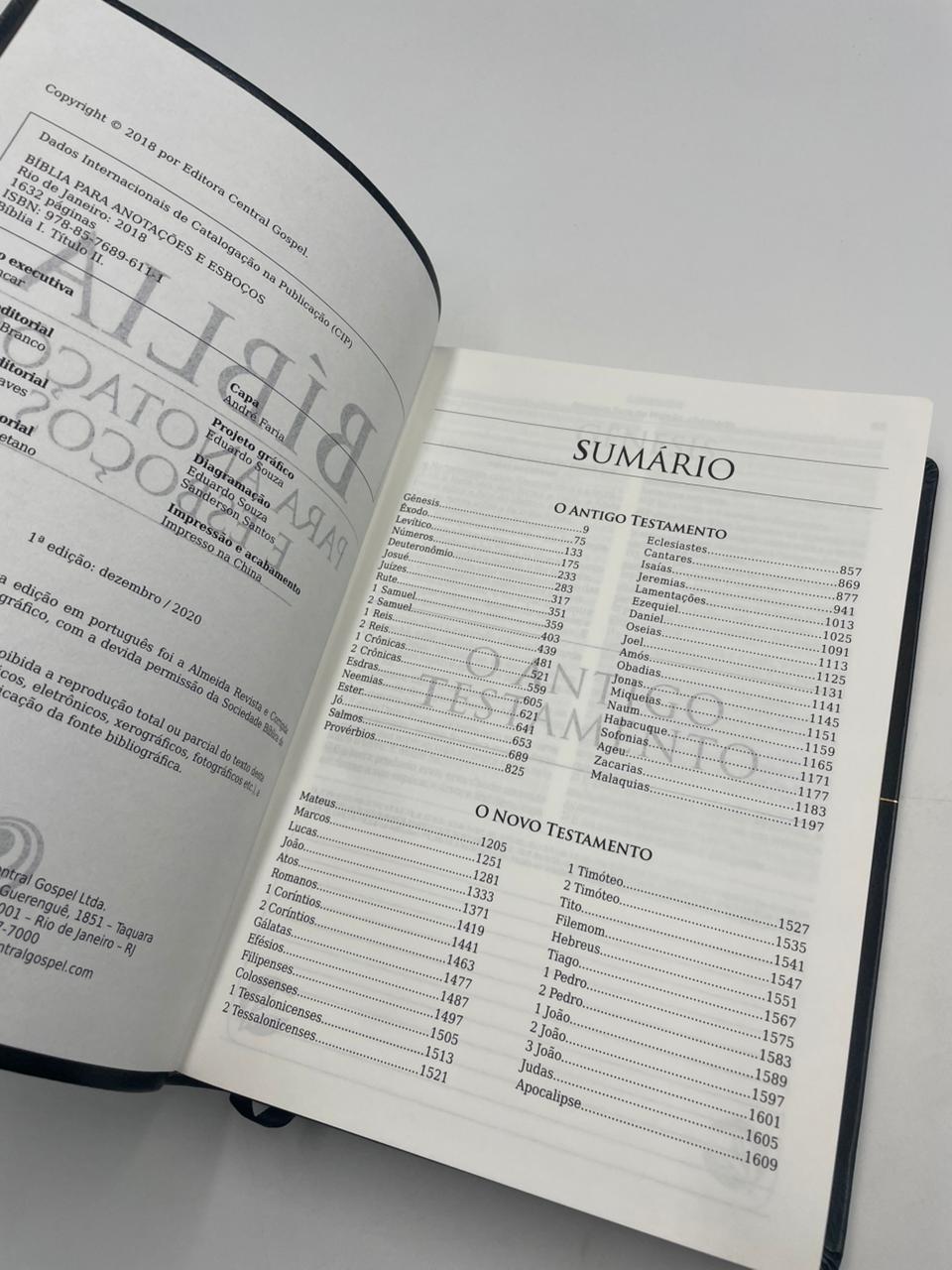 Bíblia para Anotações e Esboços - Preta – Editora Central Gospel